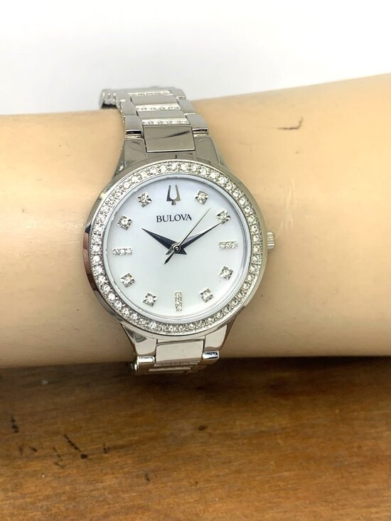 Bulova Women\'s Watch 96L320 Quartz White Mother of Pearl Dial Crystal Accent main image 11